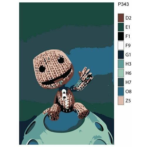 Детская картина по номерам P343 Игра Sackboy: A Big Adventure (Сэкбой: Большое приключение). Сэкбой 30x30