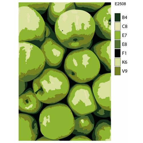 Детская картина по номерам E2508 Зеленые сочные яблоки 20x30