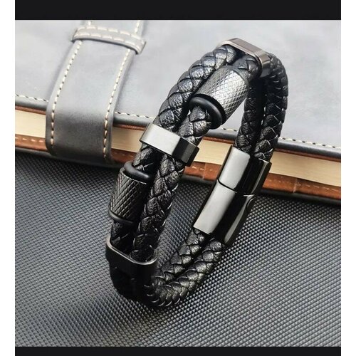 фото Плетеный браслет мужской плетеный браслет с магнитным замком, 20 шт., размер 21 см, размер m, черный mens