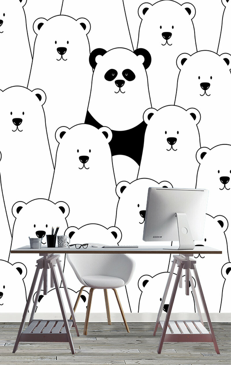 фото Фотообои на стену флизелиновые 3d детские для подростка Животные Медведи Панда 300х270 см Barton Wallpapers K18903