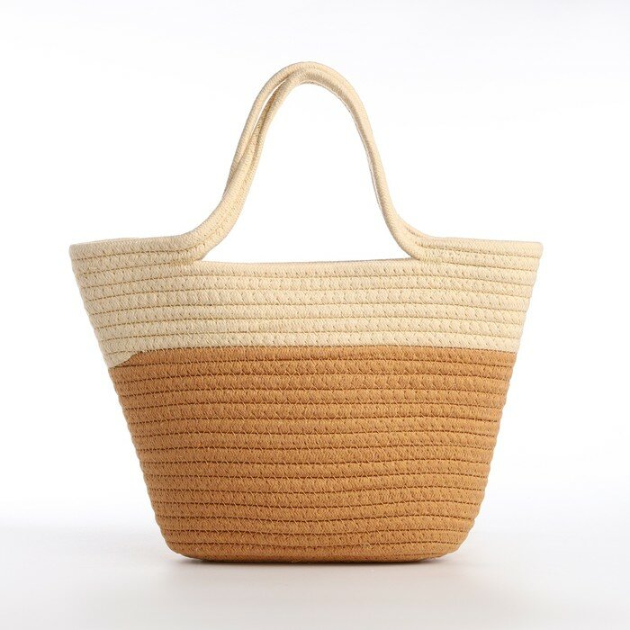 фото Сумка женская плетёная без застёжки, цвет молочный/бежевый