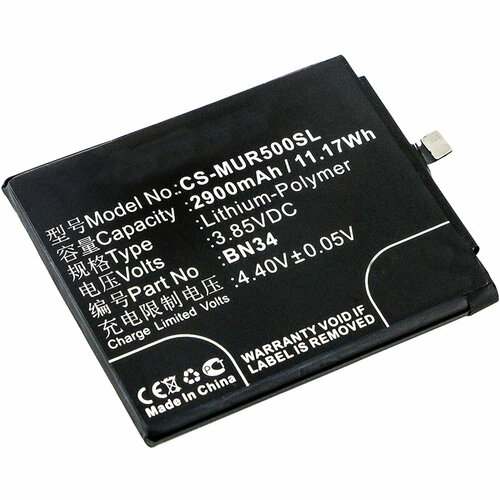 Аккумулятор CS-MUR500SL BN34 для Xiaomi Redmi 5A 3.85V / 2900mAh / 11.17Wh аккумулятор ibatt ib b1 m2592 2900mah для redmi xiaomi bn34