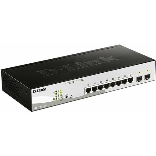 Коммутатор D-Link DGS-1210-10PFL Managed L2 Switch 8x1000Base-T PoE 2x1000Base-X SFP PoE Budget 65W Surge 6KV CLI 1868200₽