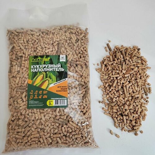 Наполнитель для туалета грызунов, кукурузный, гранулированный, 3 л, 1 шт.