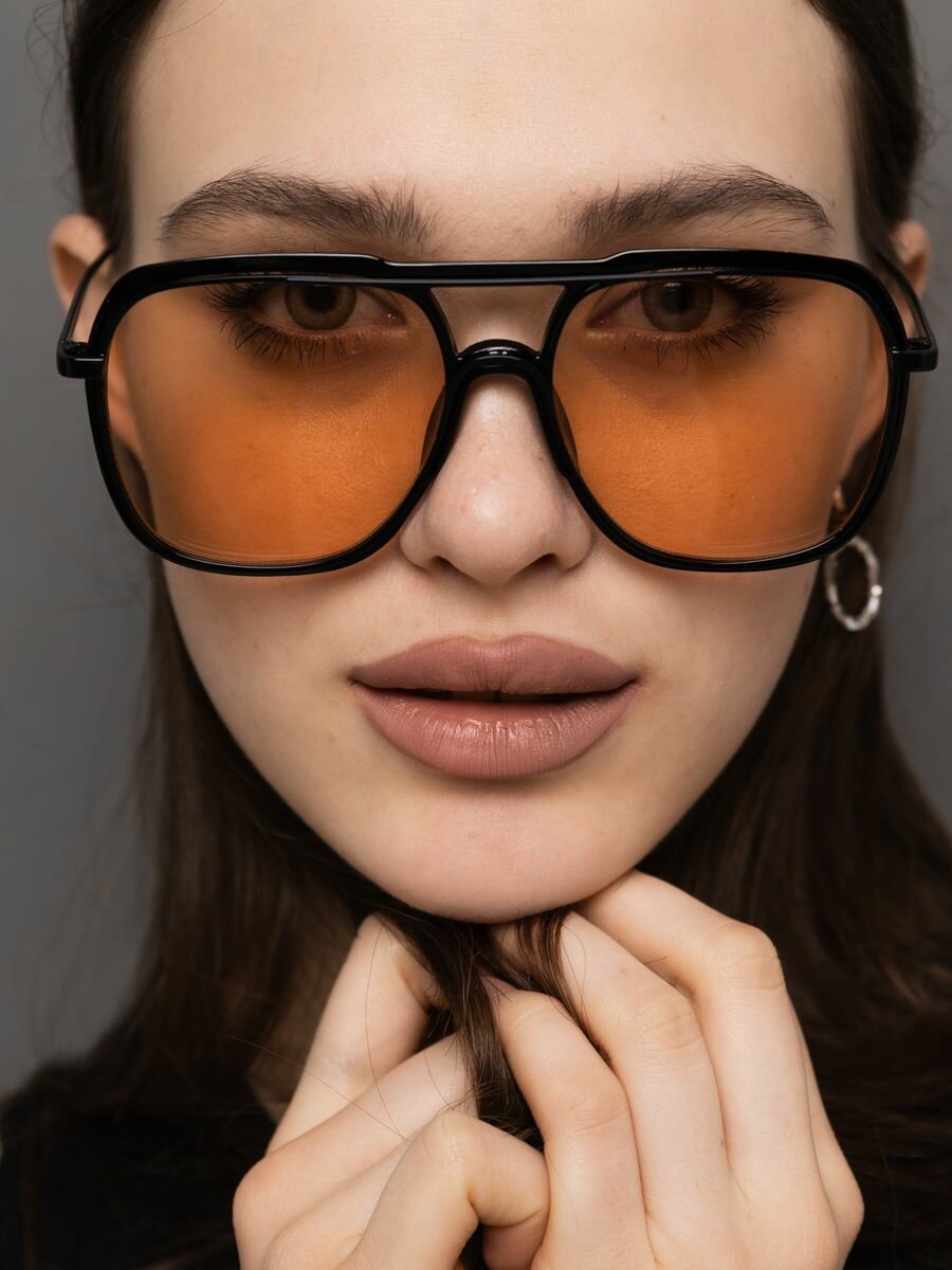 Солнцезащитные очки  Premium авиаторы av-yellow, черный, оранжевый