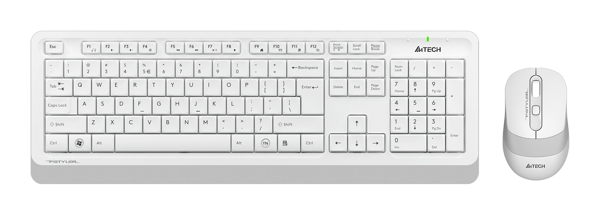 Комплект клавиатура + мышь A4-Tech Fstyler FG1010S White бело-серый USB беспроводная