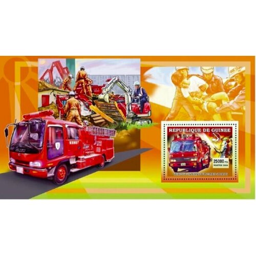 Почтовые марки Гвинея 2006г. Японская пожарная машина Токио Пожарные, Автомобили MNH