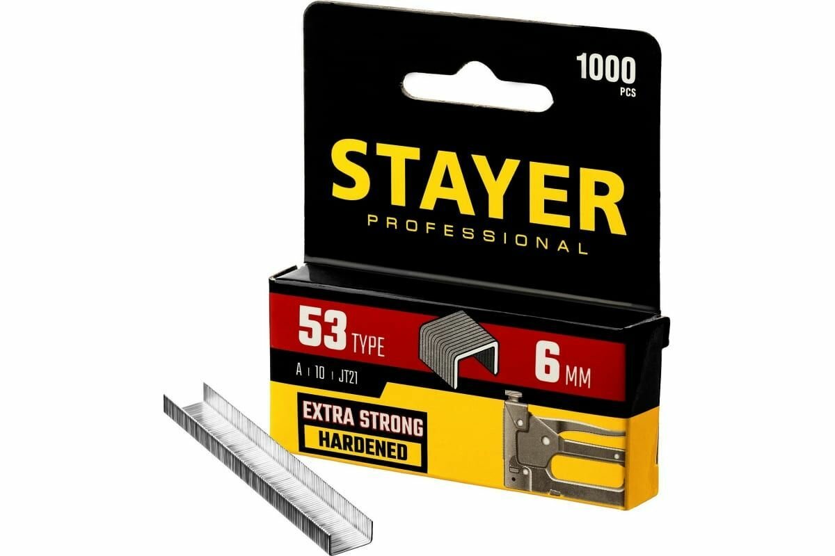 Скобы для степлера STAYER 6 мм, тонкие тип 53 (A/10/JT21), 3 упаковки по 1000шт