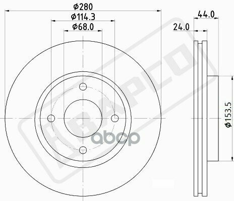 Диск Тормозной Передний Вентилируемый Bd0014 BAPCO арт. BD0014