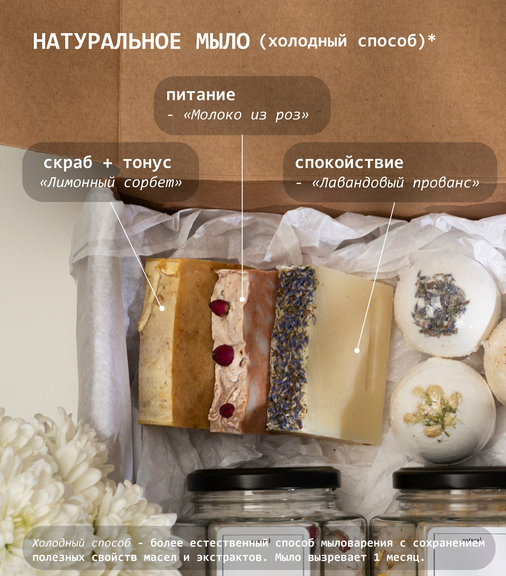 Подарочный набор для женщин на день рождения "LUXE" девушке, коллеге, сестре, соль для ванн, натуральное мыло, бомбочки — фото 1