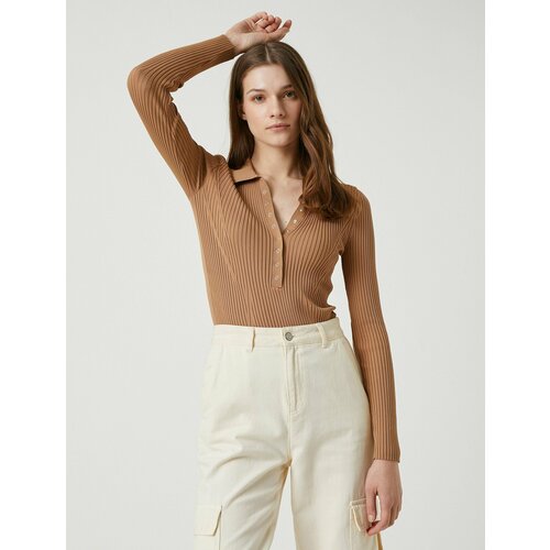 фото Лонгслив koton, размер m, коричневый