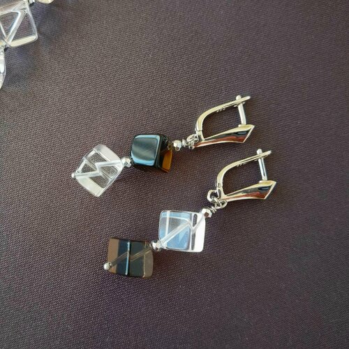 Серьги Камни Елены, горный хрусталь, раухтопаз, размер 9 мм