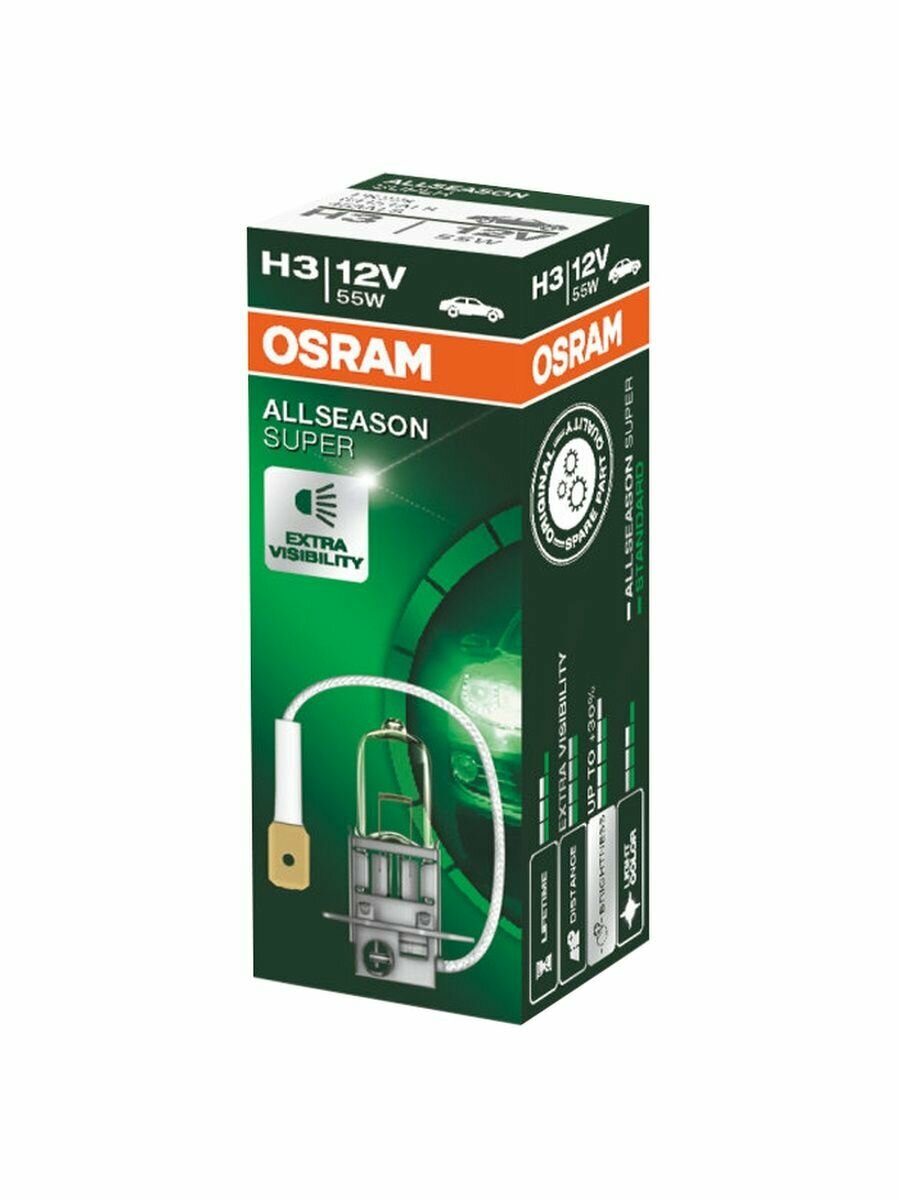 Галогенная лампа Osram H3 (55W 12V) Allseason 1шт, 64151ALS