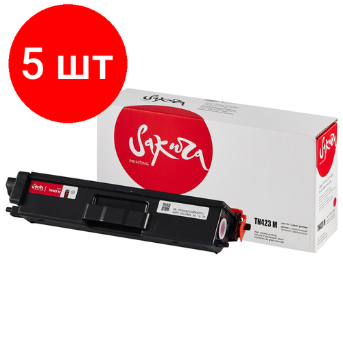 Комплект 5 штук, Картридж лазерный SAKURA TN-423M пур. для Brother HL-8260/DCP-8400