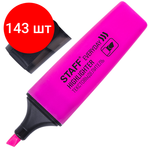 Комплект 143 шт, Текстовыделитель STAFF EVERYDAY, розовый, скошенный наконечник, 1-5 мм, 151641 текстмаркер розовый 12штук