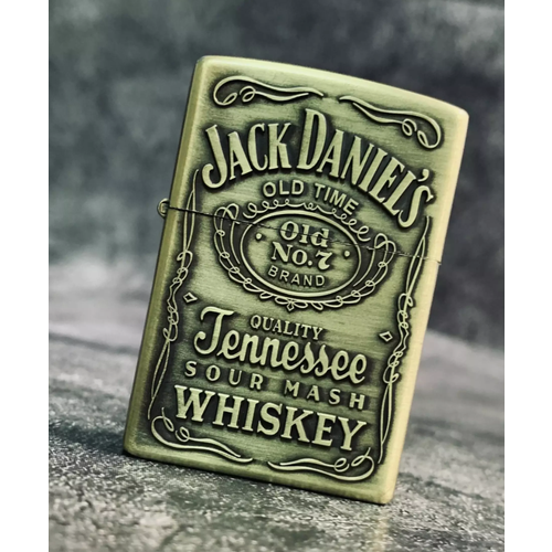 Зажигалка бензиновая Jack Daniels, золотистая, многоразовая