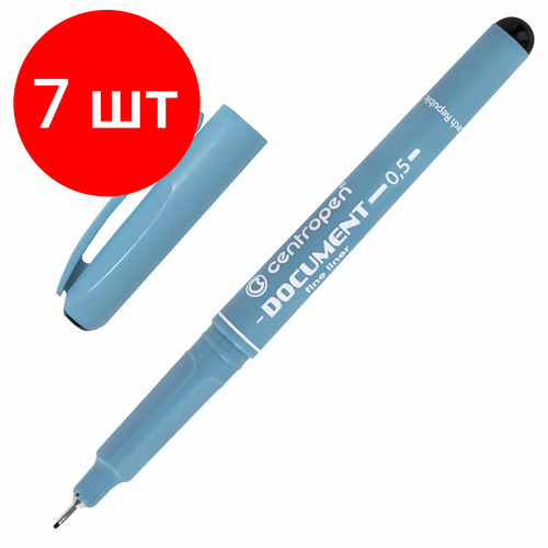 Комплект 7 шт, Ручка капиллярная (линер) черная CENTROPEN Document, трехгранная, линия письма 0.5 мм, 2631/0.5, 2 2631 0103 ручка капиллярная линер красная centropen document трехгранная линия письма 0 1 мм 2631 0 1 2 2631 0109 143682