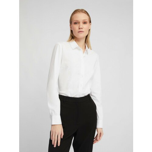фото Офисная рубашка-боди прилегающего силуэта с длинным рукавом, цвет белый, размер m zolla