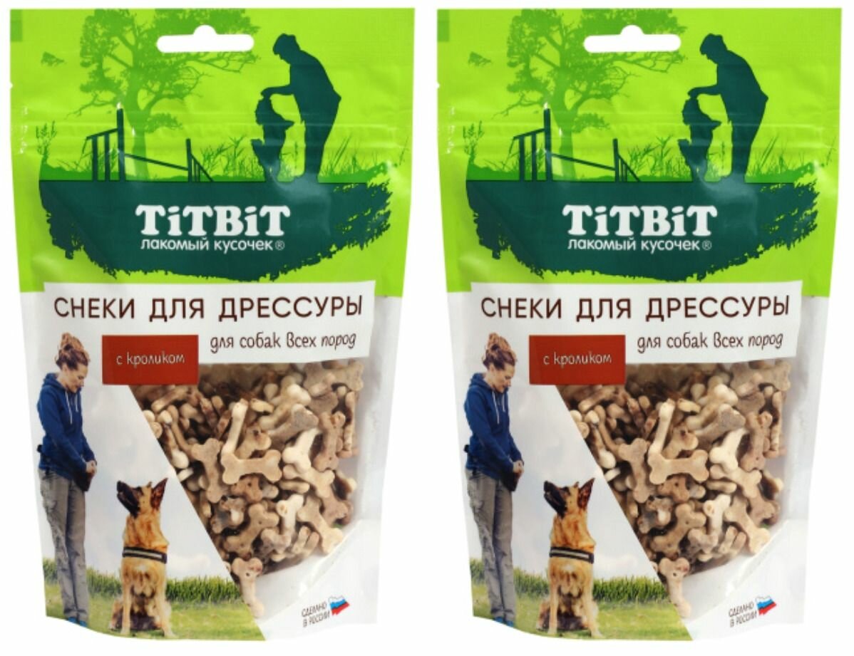 Titbit Лакомство для собак Снеки для дрессуры с кроликом, 100 г, 2 уп