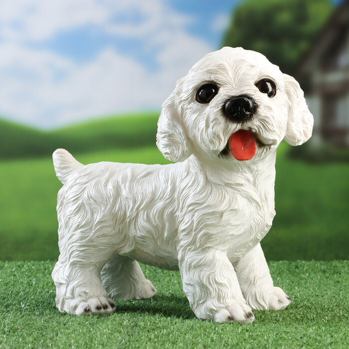 фото Садовая фигура "Терьер" белый, 22х13х22см