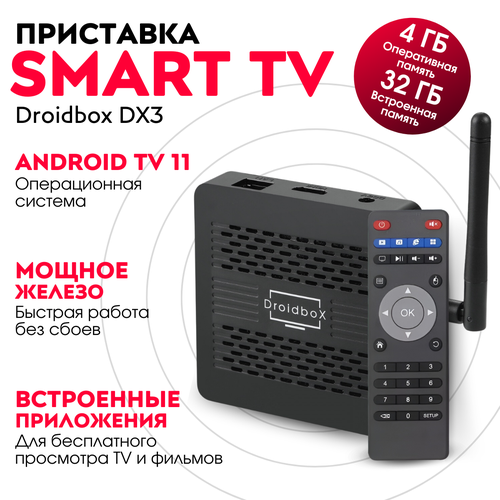 Медиаплеер Смарт-ТВ Приставка Droidbox DX3 4/32 Gb на Android TV 11 на базе (TOX3)