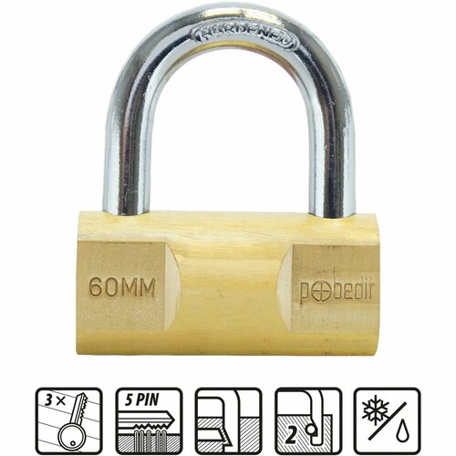 Замок навесной с закаленной дужкой 40 мм Pobedit 437₽