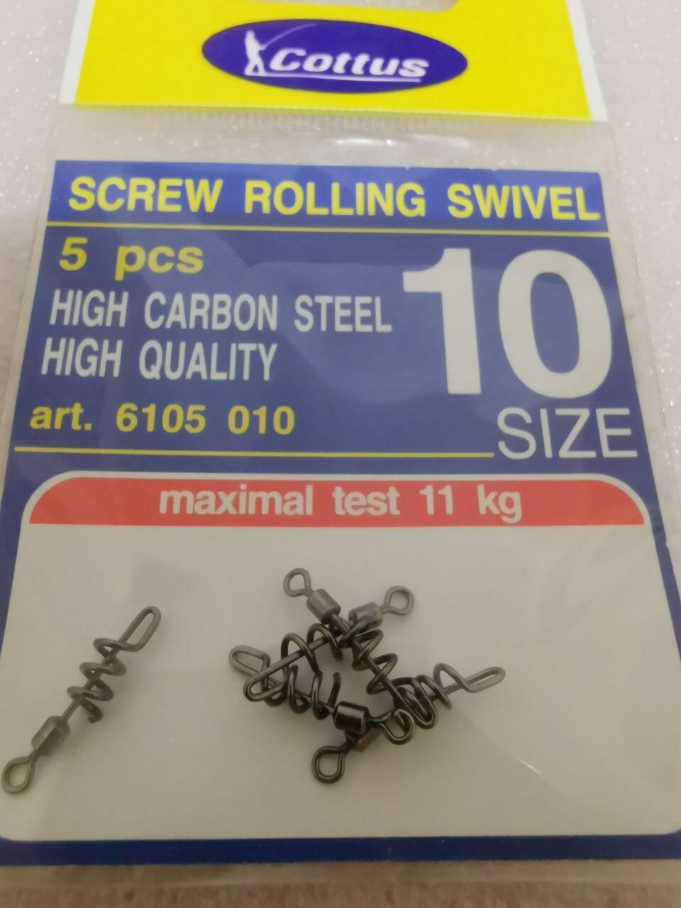 Карабин спираль COTTUS Screw Rolling Swivel #10 (5шт)