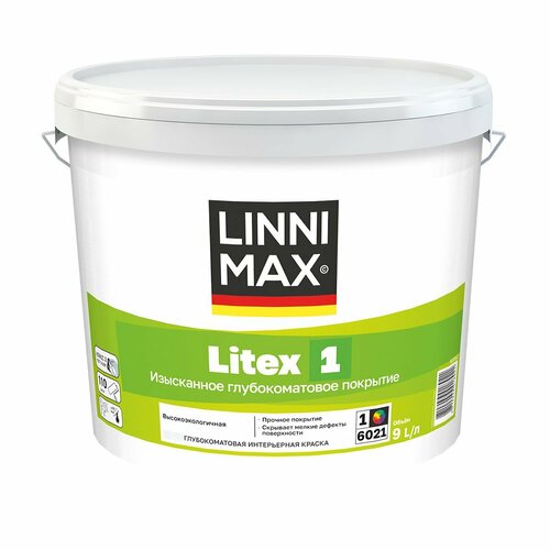 Краска интерьерная Linnimax Litex 1, база 1, белая, 9 л