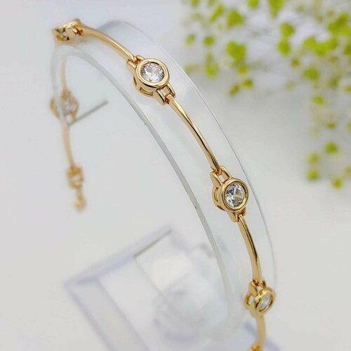 фото Браслет xuping jewelry, фианит, 1 шт., размер 19 см, золотой
