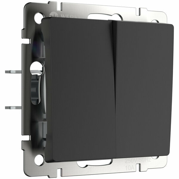 Выключатель встраиваемый двухклавишный перекрестный WERKEL W1123006 черный матовый