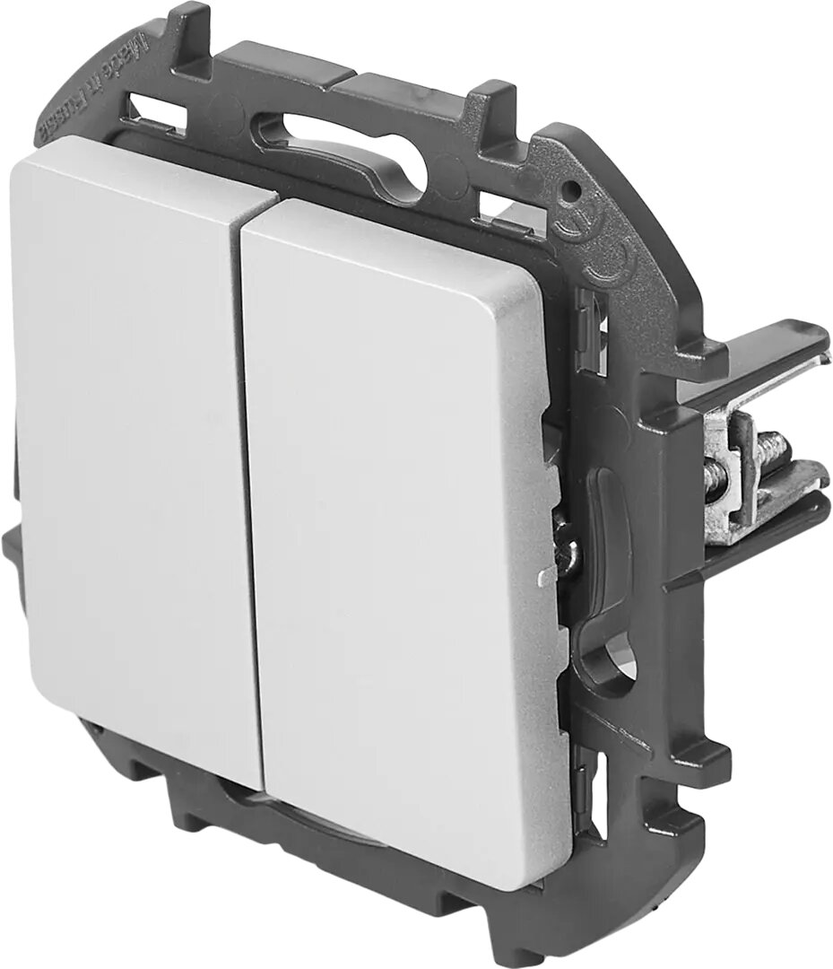 фото Переключатель встраиваемый Lexman Lilian 2 клавиши цвет алюминий