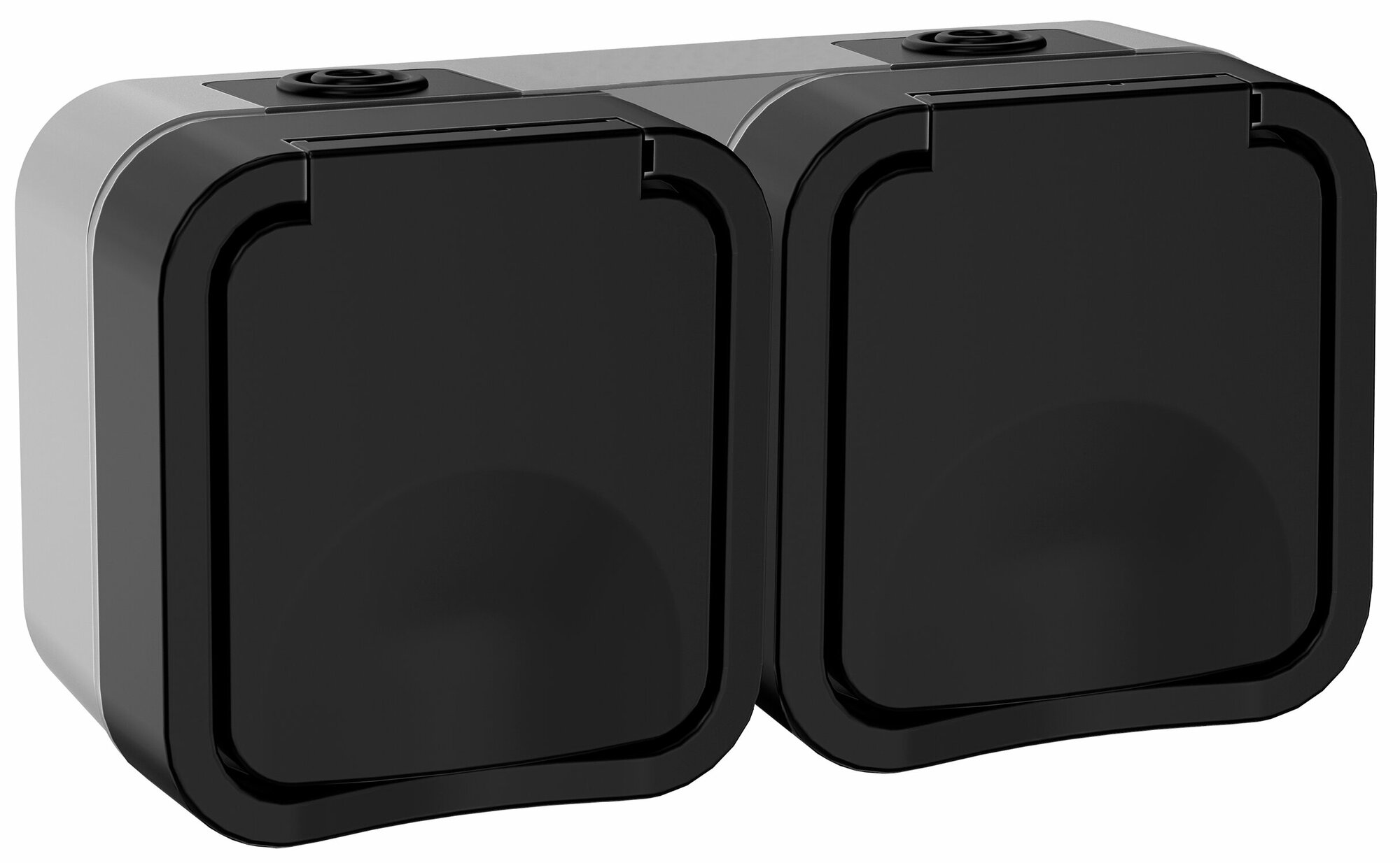 фото 4шт. - Розетка 2-местная горизонтальная TORS 16А IP55 графит / IEK; арт. TS-R26-16-55-G-K53; оригинал / - комплект 4шт