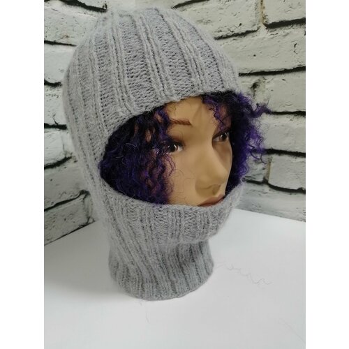 фото Балаклава бини шапка женская с ушками желтая, размер 56, серый нет бренда