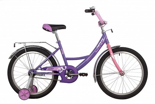 Велосипед детский NOVATRACK 20"203VECTOR. LC22 фиолетовый, защита А-тип, тормоз нож, крылья и багаж