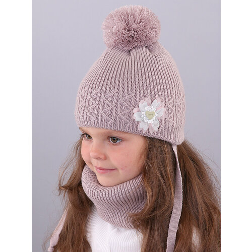 фото Шапка бини поляярик, размер 46-48, розовый, пыльная роза