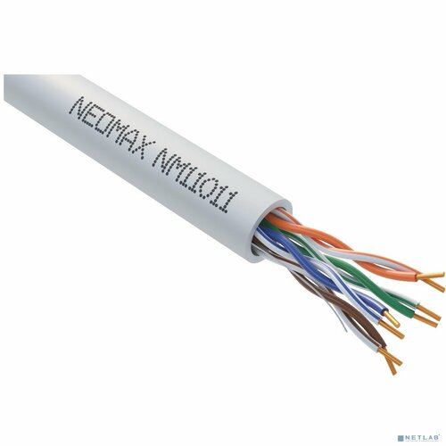 Neomax Неомакс Витая пара Кабель NEOMAX NM11011 U/UTP cat.5e 4 пары (305 м) 0.48 мм (24 AWG) Медь LSZH, серый Серый кабель neomax nm20601 ftp 4 пары категория 6 305 м