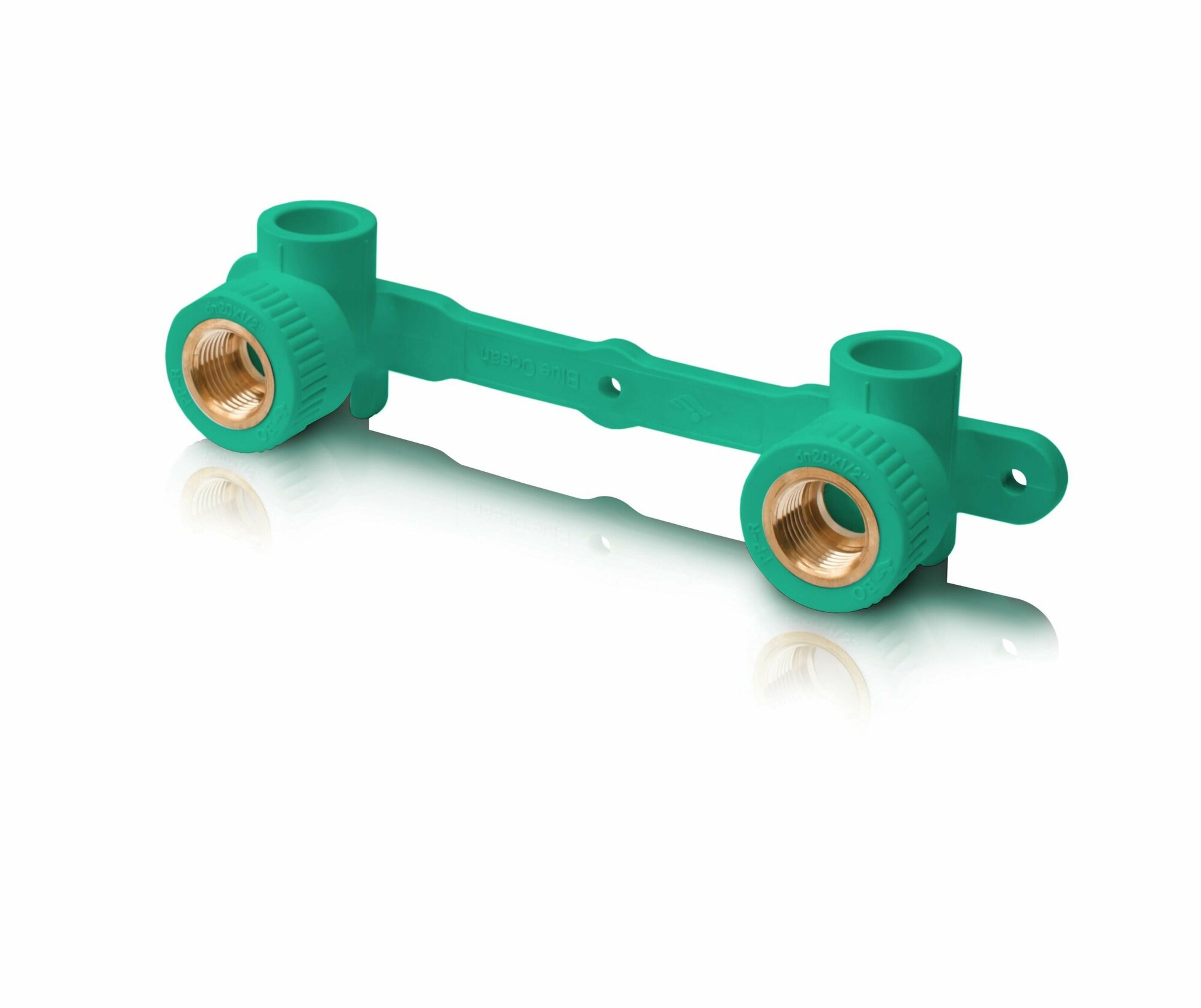 фото Водорозетка полипропиленовая Blue Ocean зеленая на планке с внутренней резьбой -20х1/2"