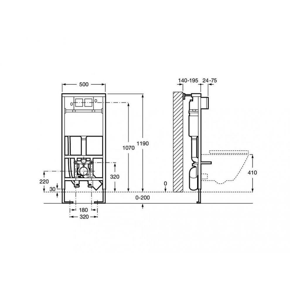 Duplo WC 890090800 Система инсталляции для электронного подвесного унитаза (рама, бачок) Roca - фото №7