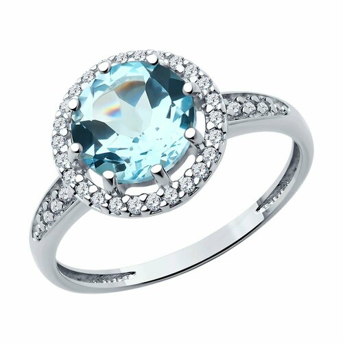 фото Кольцо diamant, серебро, 925 проба, родирование, топаз, фианит, размер 20
