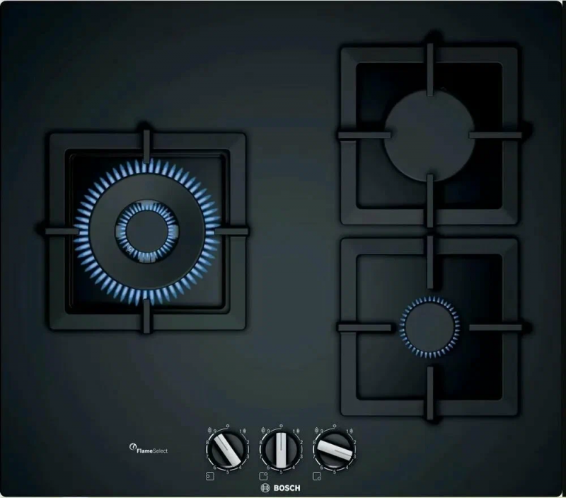 Газовая варочная панель Bosch PPC6A6B20, черный/закаленное стекло