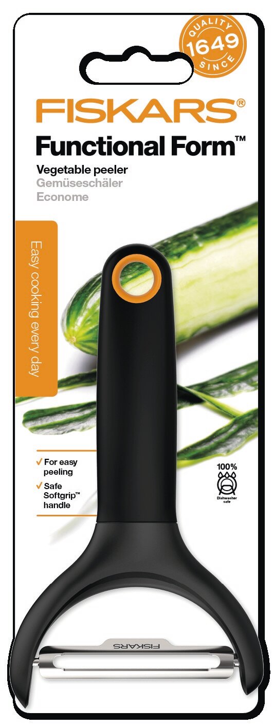 Овощечистка для овощей и фруктов Fiskars Functional Form черный/оранжевый - фото №6