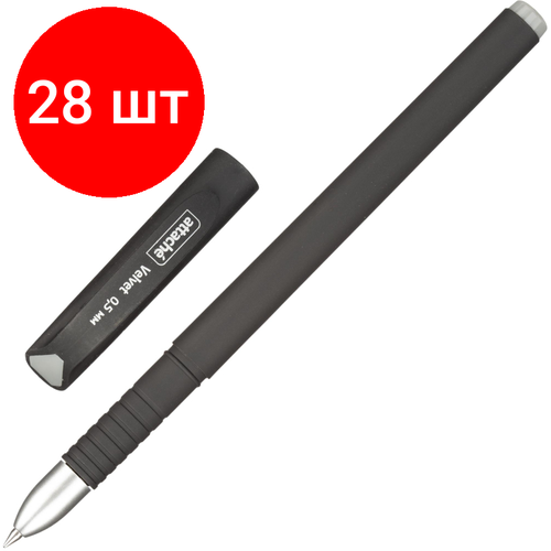 Комплект 28 штук, Ручка гелевая неавтомат. Attache Velvet черный стерж, 0.5мм