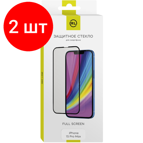 Комплект 2 штук, Защитное стекло Red Line iPhone 15 Pro Max FULL GLUE черный защитное стекло red line full screen tempered glass full glue для apple iphone 14 pro max для apple iphone 14 pro max 1 шт черный