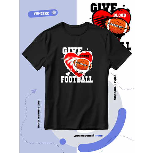 Футболка SMAIL-P give love football американский футбол и мяч, размер XL, черный