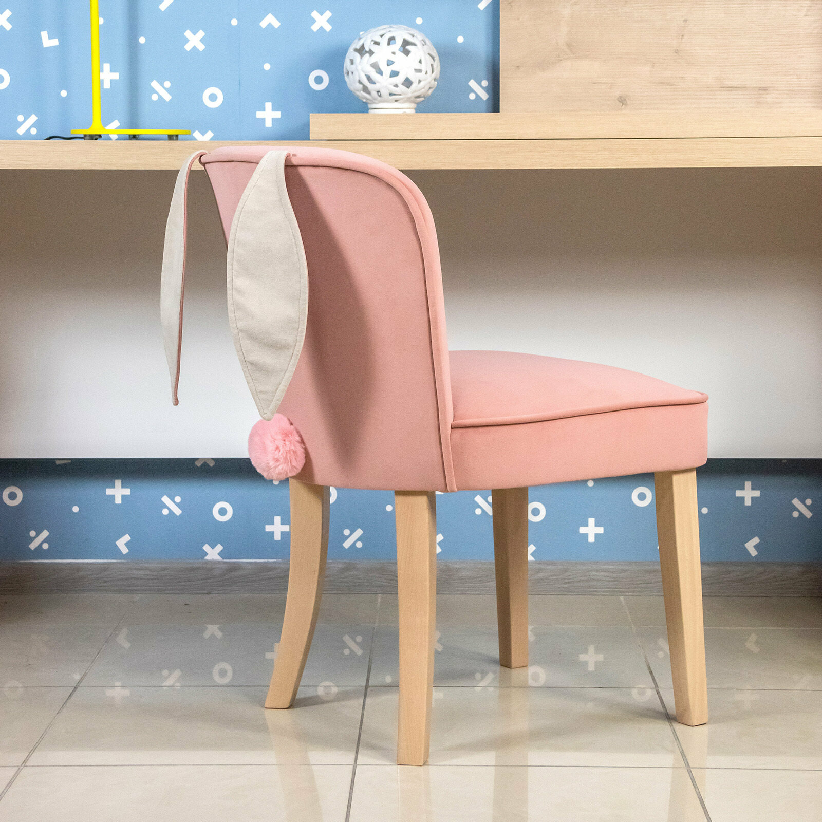 Стул мягкий BUNNY, тон натуральное дерево розовый Zenit 21