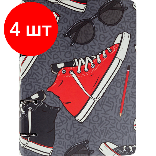 Комплект 4 штук, Тетрадь общая А5 120л клетка, кольца(смен. блок) Converse TSB5-120CV