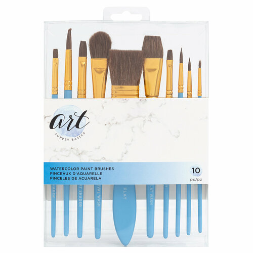 Набор кистей Watercolor Natural Bristles с натуральным ворсом, для акварели 15 х 20 см голубой American Crafts LC. 354839