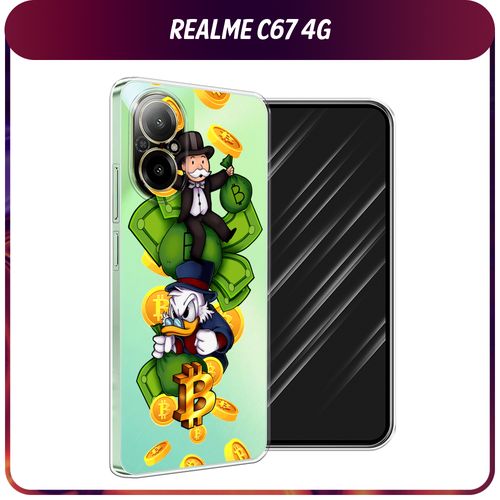 Силиконовый чехол на Realme C67 4G / Реалми C67 4G Scrooge McDuck and Monopoly, прозрачный матовый силиконовый чехол на realme c67 4g реалми c67 4g любопытный совенок черный