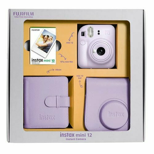 принтер моментальной печати фото для смартфонов instax mini link 2 soft pink bundle box Набор Instax Mini 12 Lilac Purple - Bundle Box