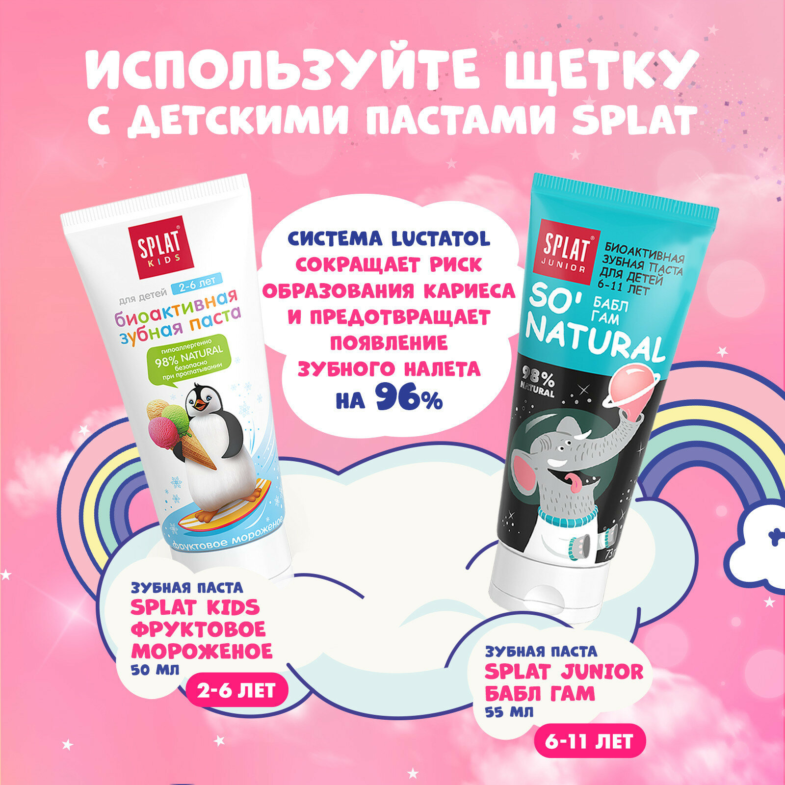 Зубная щетка Splat Juicy Lab Магия единорога для детей с ионами серебра СкайЛаб - фото №9